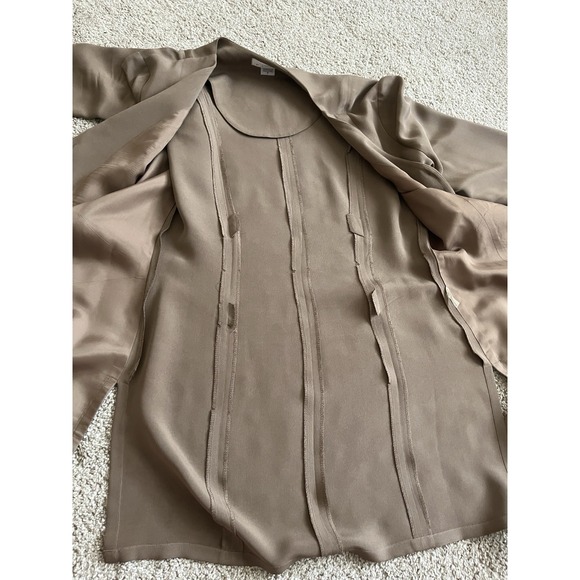 Silk Button Down Tunic Blouse Brown Y2K Classic Adrianna Papelle Size 6 - Picture 8 of 8